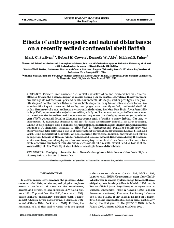 (PDF) Effects of anthropogenic and natural disturbance on a recently ...