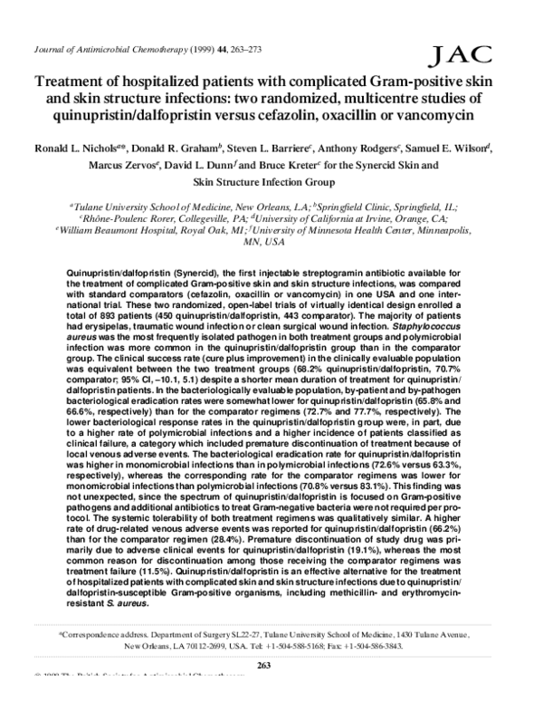 (PDF) Treatment of hospitalized patients with complicated Gram-positive ...