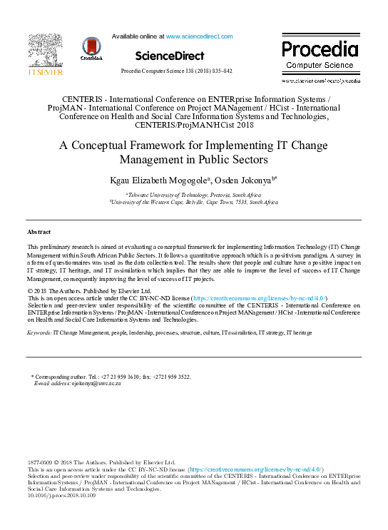 (PDF) A Conceptual Framework for Implementing IT Change Management in ...