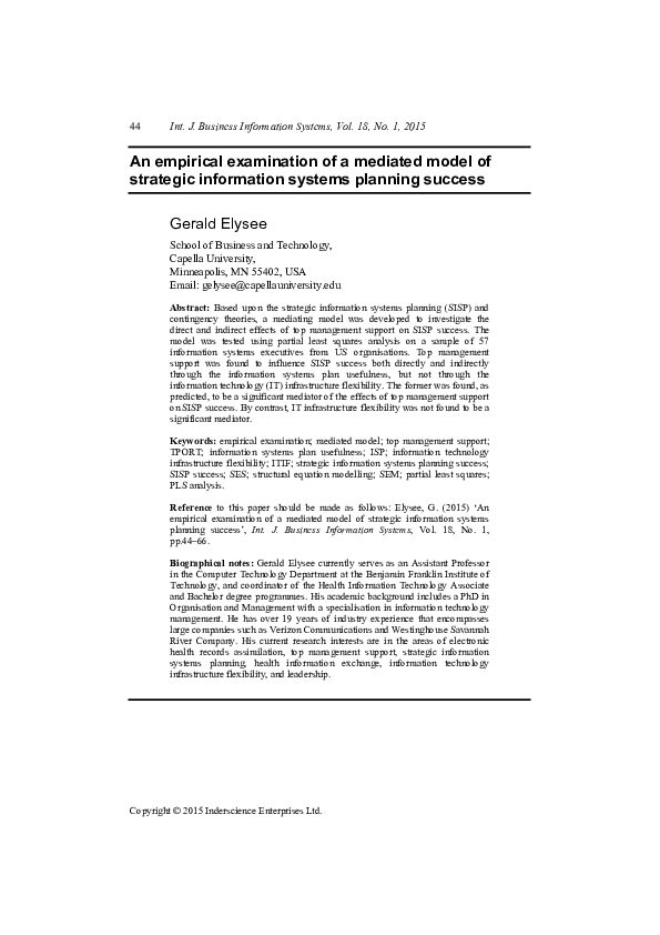 (PDF) An empirical examination of a mediated model of strategic ...