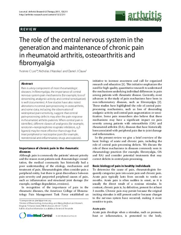 (PDF) The role of the central nervous system in the generation and ...
