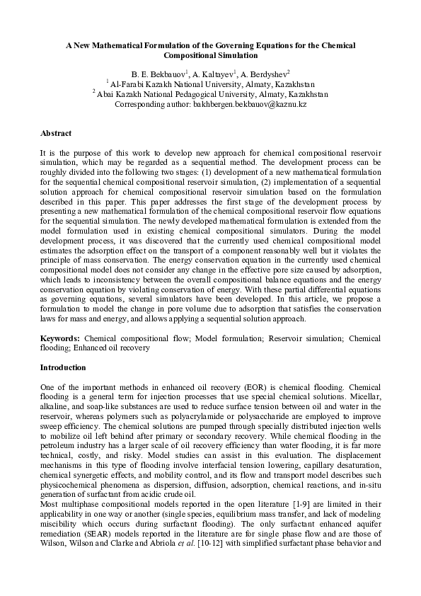 (PDF) A New Mathematical Formulation of the Governing Equations for the ...
