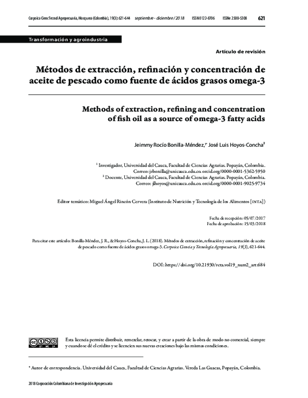 (PDF) Methods of extraction, refining and concentration of fish oil as
