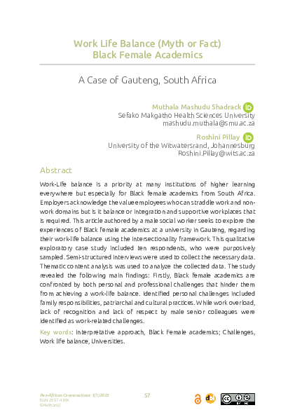 (PDF) Work Life Balance (Myth or Fact) Black Female Academics