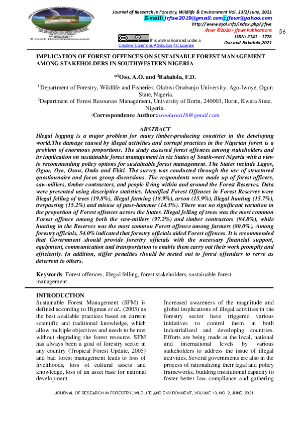 (PDF) Implication of forest offences on sustainable forest management ...