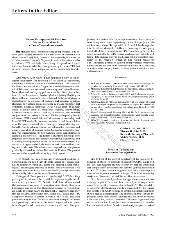 A Severe Case Of Neurofibromatosis Dr. Mercy (PDF) Severe Extrapyramidal Reaction Due to Risperidone in a Case of