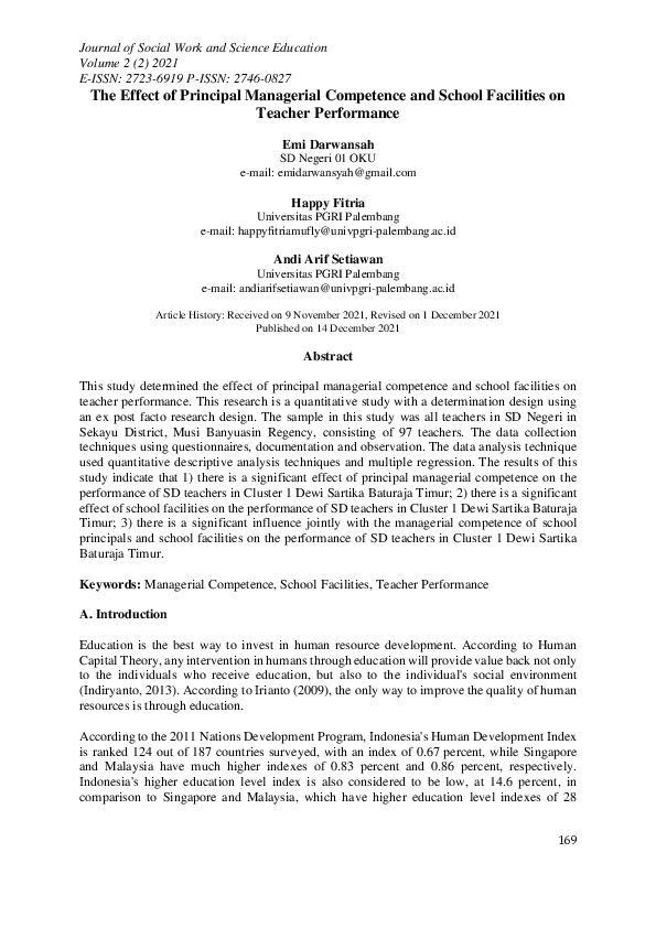 (PDF) The Effect of Principal Managerial Competence and School ...