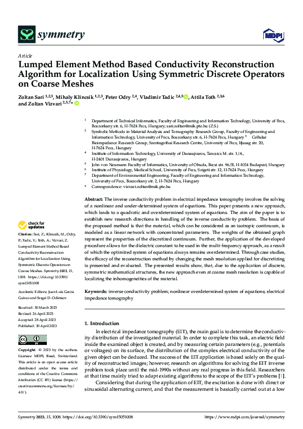 (PDF) Lumped Element Method Based Conductivity Reconstruction Algorithm ...