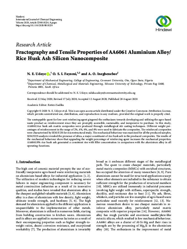 (PDF) Fractography and Tensile Properties of AA6061 Aluminium Alloy ...