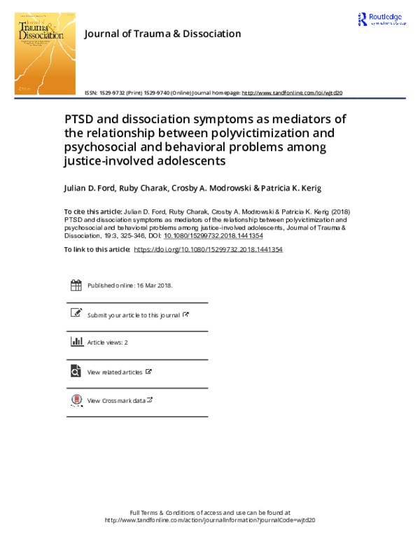 (PDF) PTSD and dissociation symptoms as mediators of the relationship ...