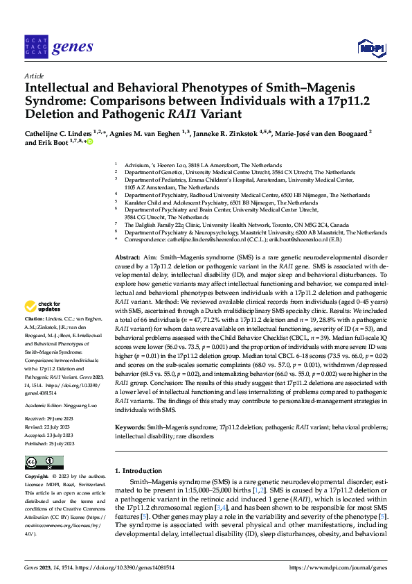 (PDF) Intellectual and Behavioral Phenotypes of Smith–Magenis Syndrome ...
