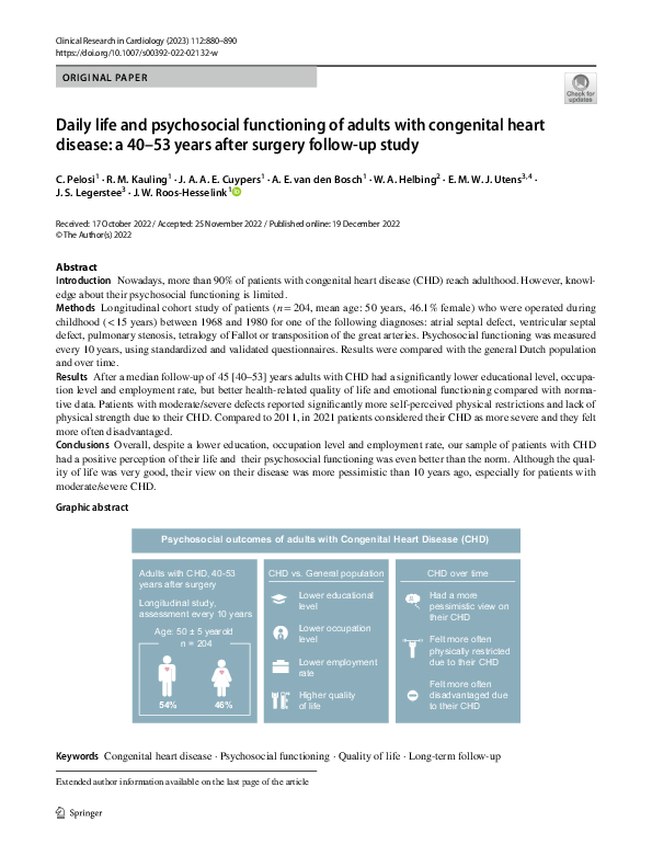 (PDF) Daily life and psychosocial functioning of adults with congenital ...