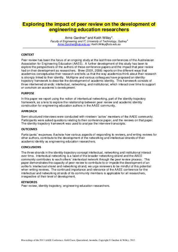 (PDF) Exploring the impact of peer review on the development of ...