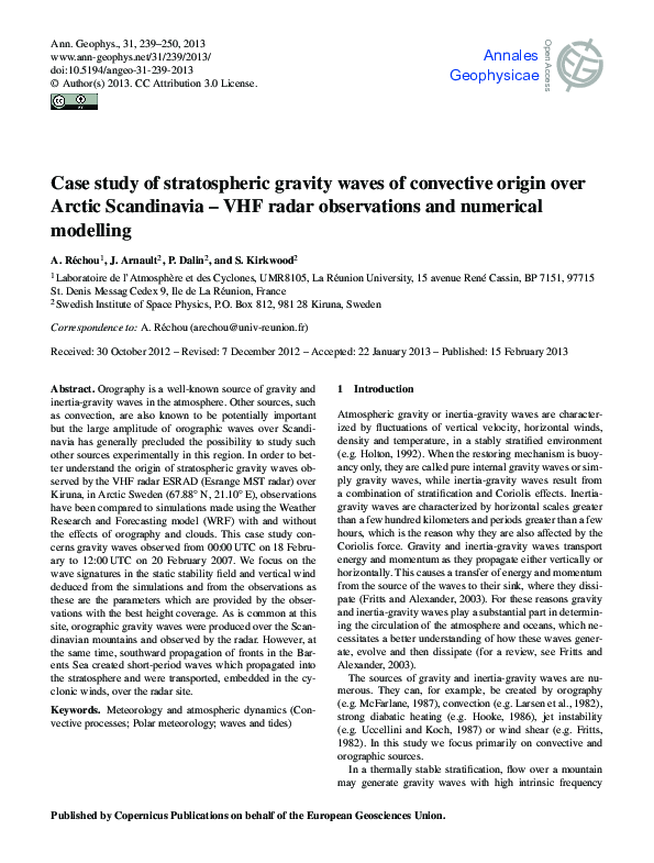 (PDF) Case study of stratospheric gravity waves of convective origin ...