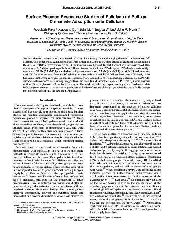 (PDF) Surface Plasmon Resonance Studies of Pullulan and Pullulan ...