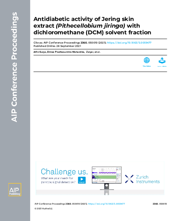 (PDF) Antidiabetic activity of Jering skin extract (Pithecellobium ...