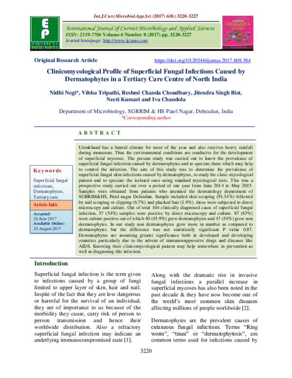 (PDF) Clinicomycological Profile of Superficial Fungal Infections ...