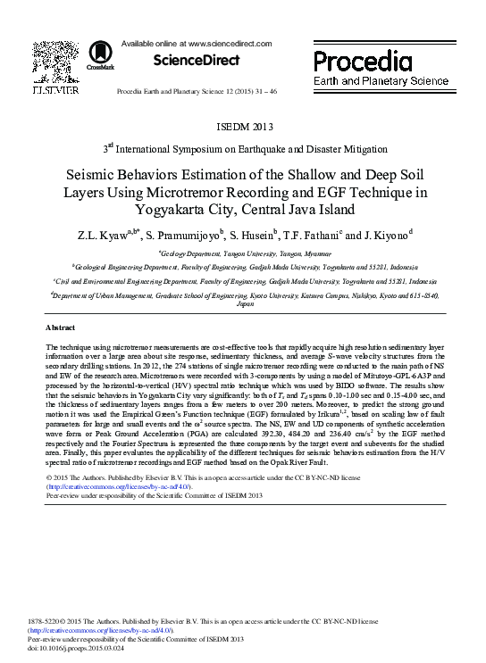 (PDF) Seismic Behaviors Estimation of the Shallow and Deep Soil Layers ...