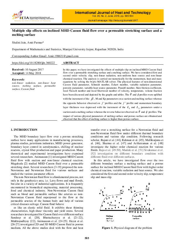 (PDF) Multiple slip effects on inclined MHD Casson fluid flow over a ...
