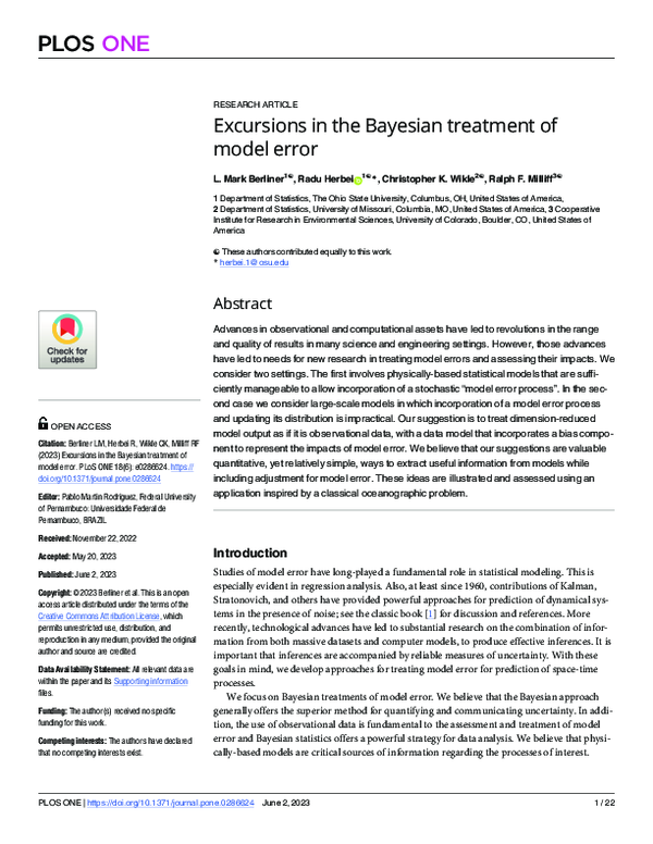 (PDF) Excursions in the Bayesian treatment of model error