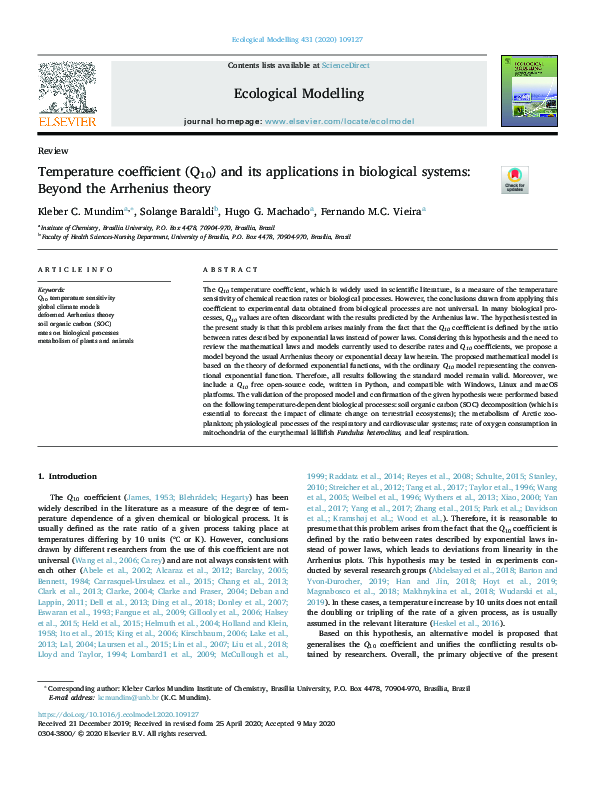 Temperature coefficient (Q10) and its applications in biological
