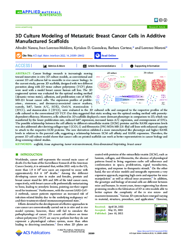 (PDF) 3D Culture Modeling of Metastatic Breast Cancer Cells in Additive ...