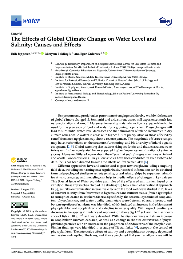 (PDF) The Effects of Global Climate Change on Water Level and Salinity ...