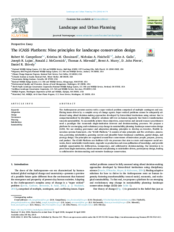 (PDF) The iCASS Platform: Nine Principles for Landscape Conservation Design
