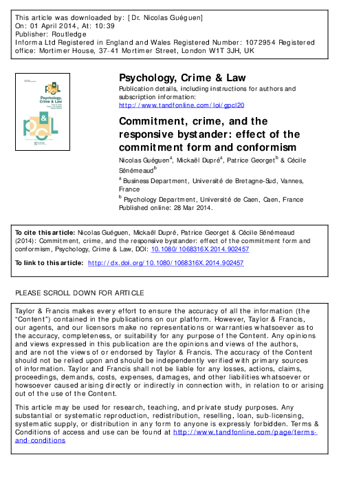 (PDF) Commitment, crime, and the responsive bystander: effect of the ...