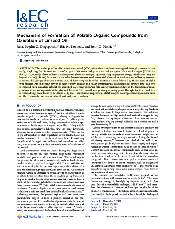 (PDF) Mechanism of Formation of Volatile Organic Compounds from