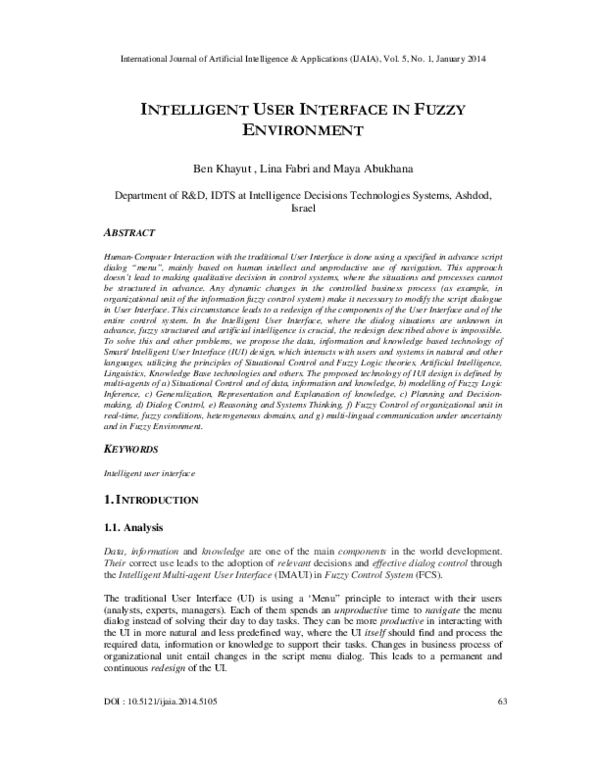 (PDF) Intelligent User Interface in Fuzzy Environment | Ben Khayut ...
