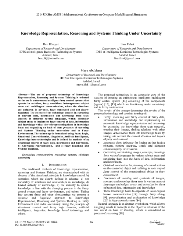 (PDF) Knowledge Representation, Reasoning and Systems Thinking under ...