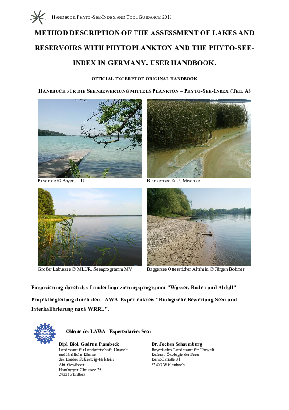 (PDF) Method Description of the Assessment of Lakes and Reservoirs with ...