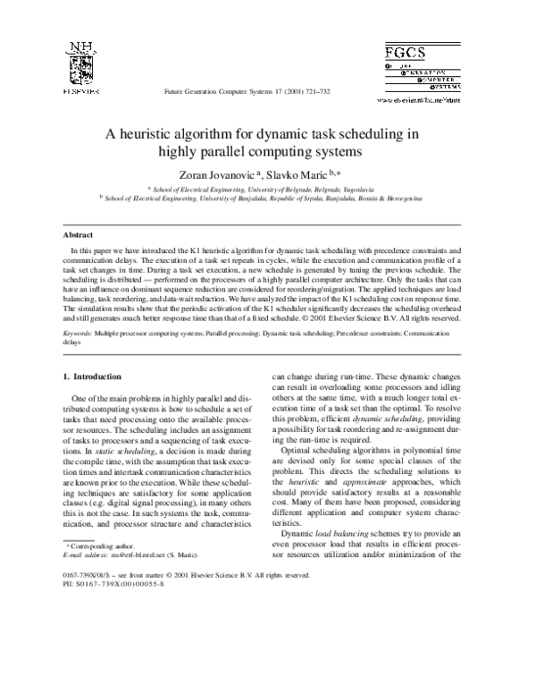 (PDF) A heuristic algorithm for dynamic task scheduling in highly ...