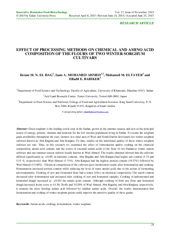 (PDF) Effect of Processing Methods on Chemical and Amino Acid ...