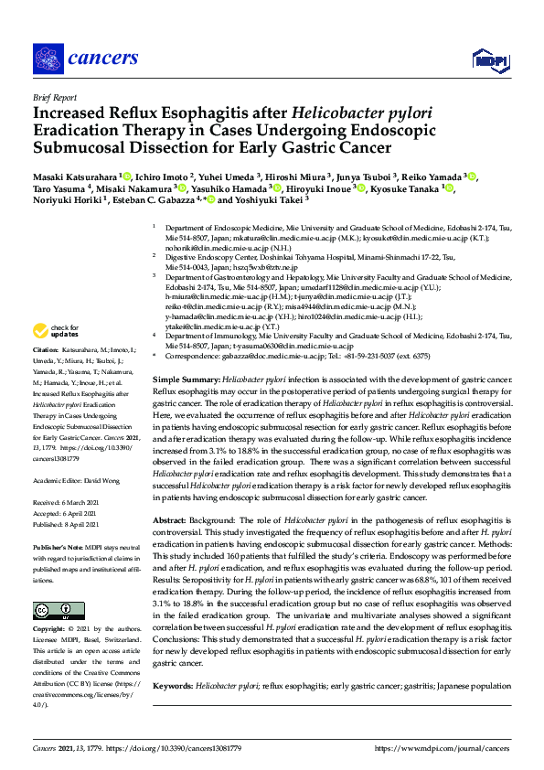 (PDF) Increased Reflux Esophagitis after Helicobacter pylori ...