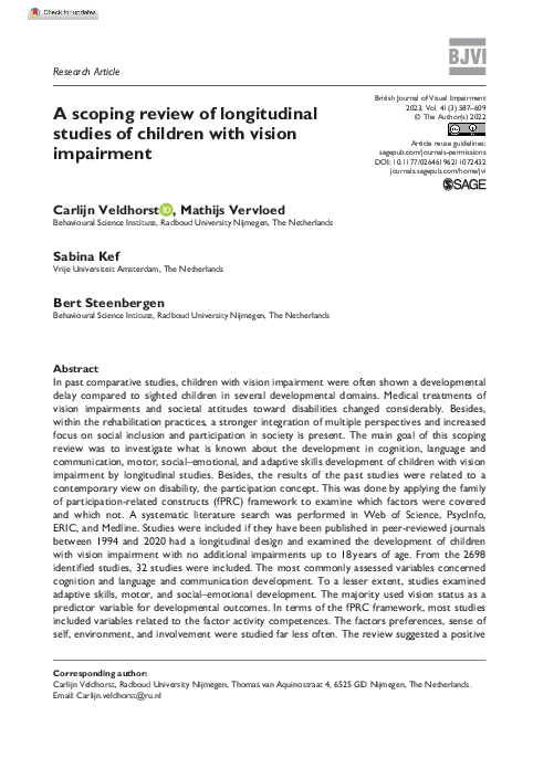 (PDF) A scoping review of longitudinal studies of children with vision ...