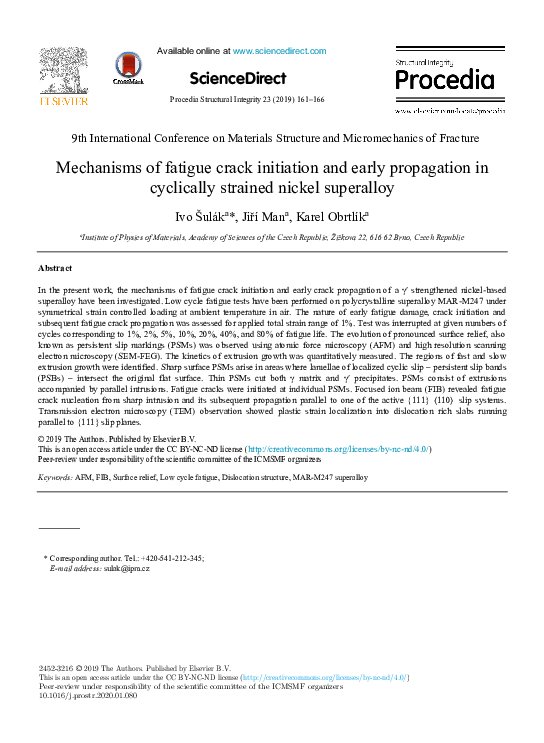 (PDF) Mechanisms of fatigue crack initiation and early propagation in ...