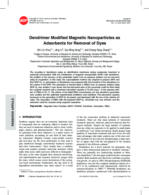 (PDF) Dendrimer-modified magnetic nanoparticles as a sorbent in ...