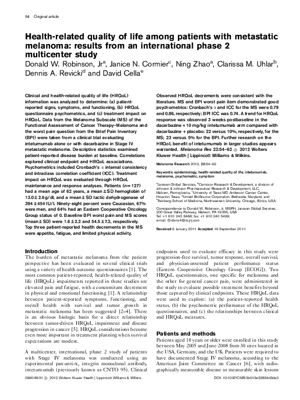 (PDF) Health-related quality of life among patients with colorectal cancer