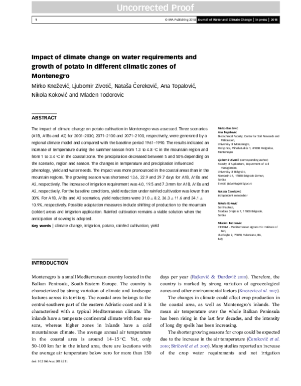 (PDF) Impact of climate change on water requirements and growth of ...