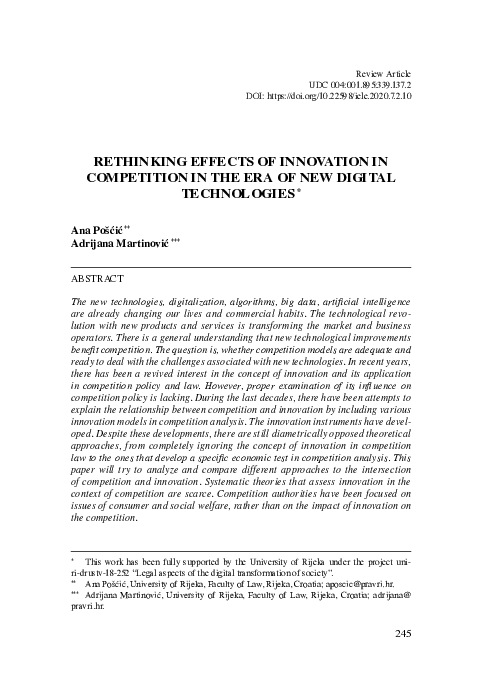 (PDF) Rethinking Effects of Innovation in Competition in the Era of New ...