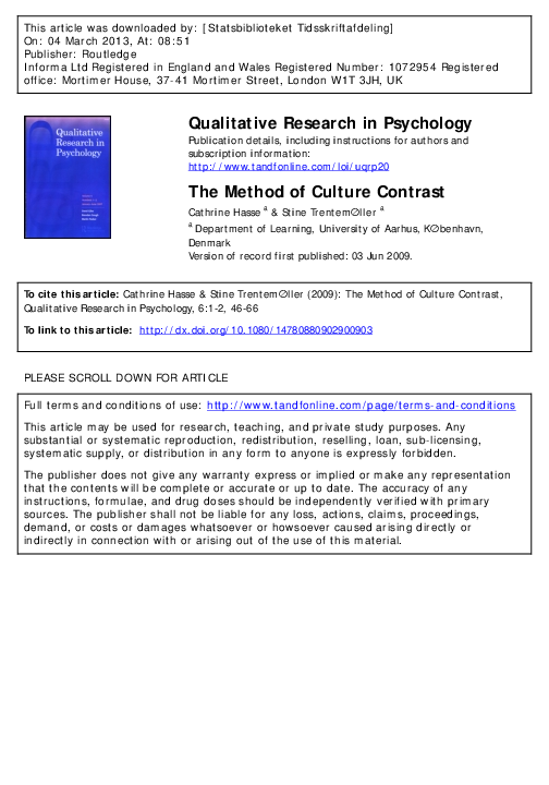 (PDF) The Method of Culture Contrast