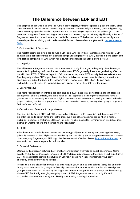 (PDF) The Difference between EDP and EDT