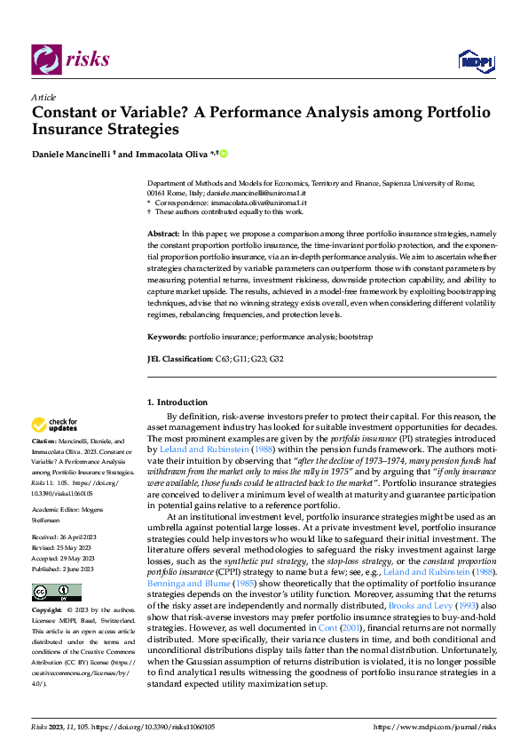 (PDF) Constant or Variable? A Performance Analysis among Portfolio ...