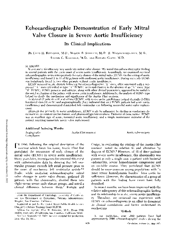 (PDF) Echocardiographic demonstration of early mitral valve closure in ...