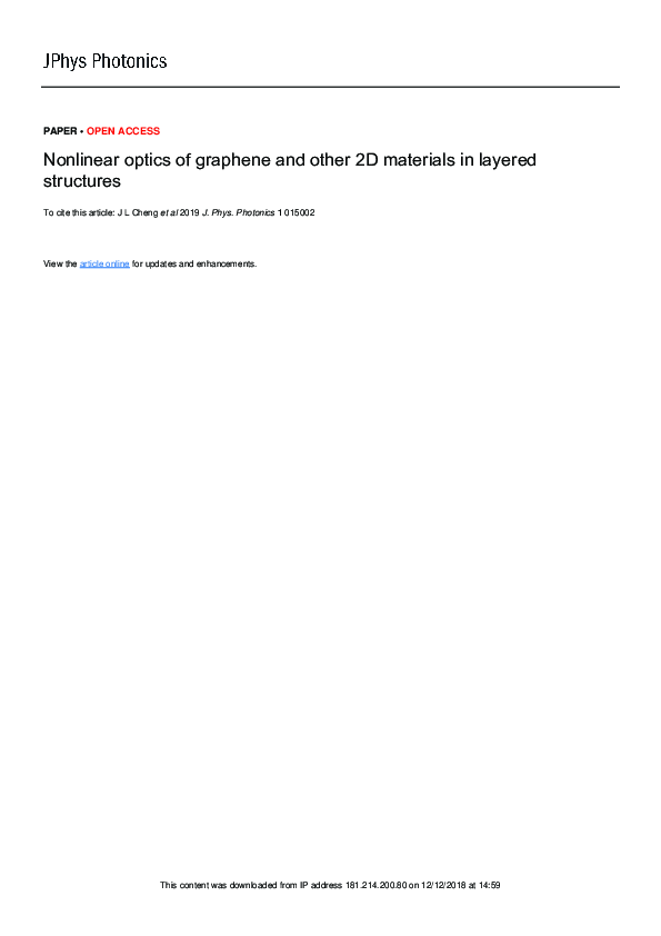 (PDF) Nonlinear optics of graphene and other 2D materials in layered ...