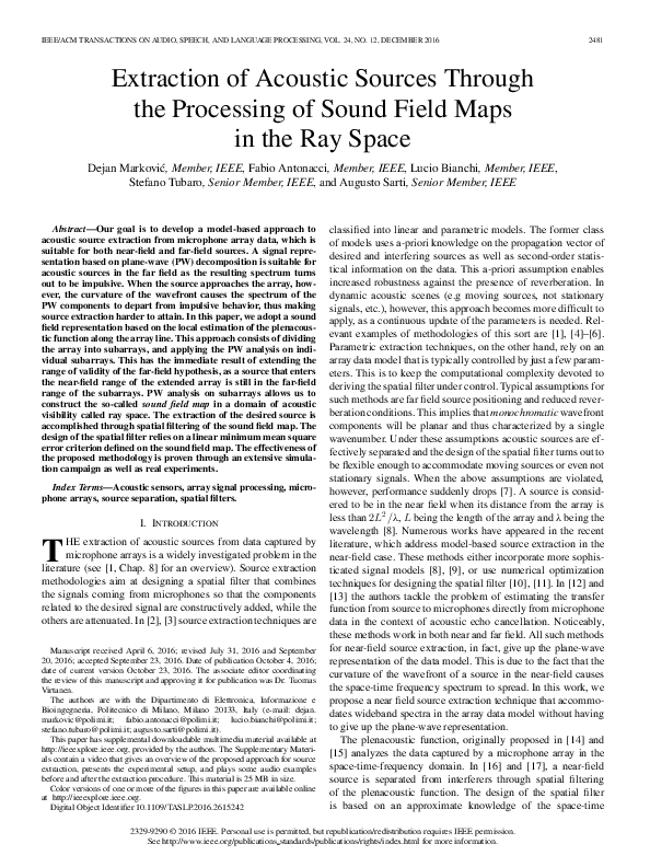 (PDF) Extraction of Acoustic Sources Through the Processing of Sound ...