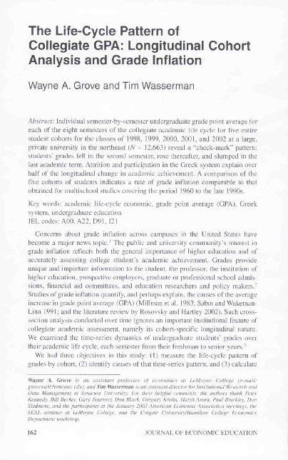 (PDF) The Life-Cycle Pattern of Collegiate GPA: Longitudinal Cohort ...