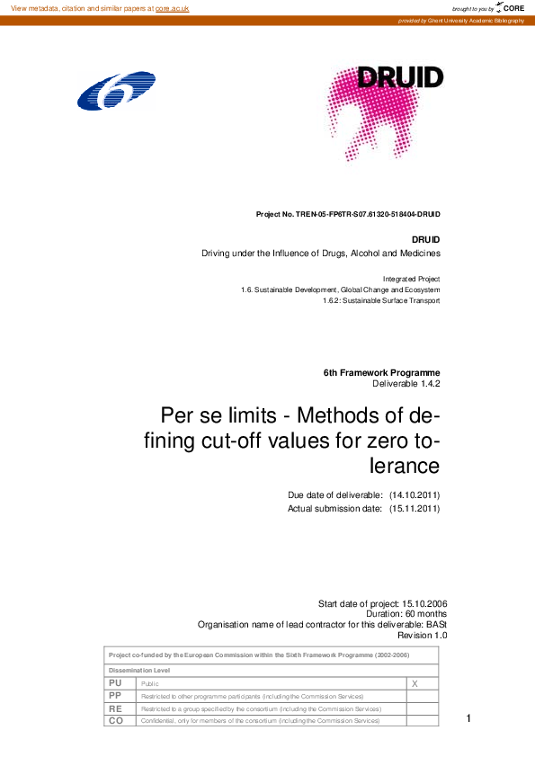 (PDF) Per se limits: methods of defining cut-off values for zero tolerance